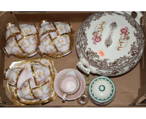 A large collection of china and glass to include; large Spode Woodland Garden tureen and cover, Staffordshire foot-bath, larg