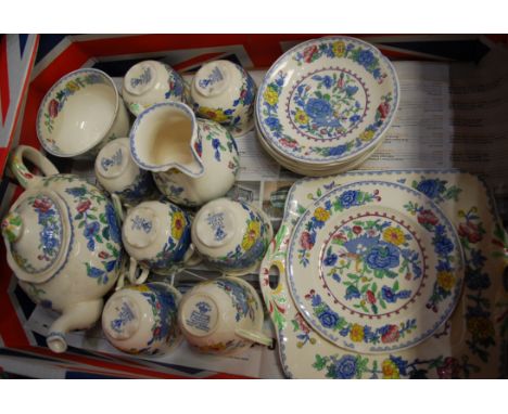 A Masons ironstone part tea service in the Regency pattern   Condition Report / Extra Information  Saucers - two with star cr