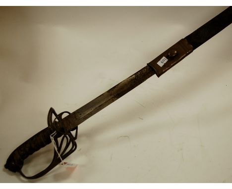 A Victorian Infantry Officer's sword having a 70cm slightly curved fullered blade, brass hilt with crowned VR cypher, folding