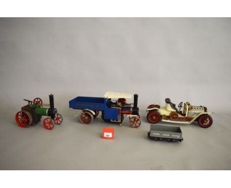 Live steam. Three Mamod items: Roadster; Steam Wagon; Traction Engine. Some corrosion. (3)