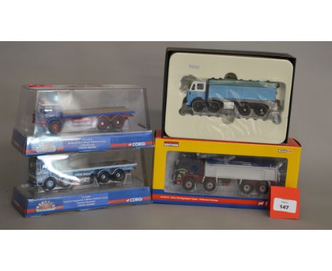 Four Corgi 1:50 scale diecast model Tippers and Marques of Distinction: CC10602 Premium Edition Heavy Transport ECC Leyland O