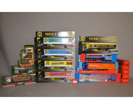 A good selection of boxed diecast models by Corgi and others, including Sainsbury's, Morrisons and Esso branded models in a l