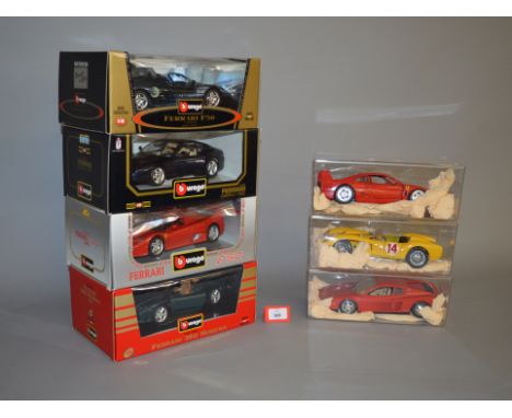 Four boxed Bburago Ferrari diecast models in 1:18 scale, 2 x F50, one being from the 'Gold Collection', a 1992 456GT and a 36