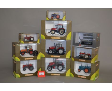 10 x Universal Hobbies diecast model tractors, mainly 1:32 scale but two 1:43 scale. Boxed and E.