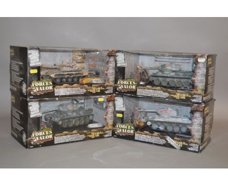 Four Unimax Forces of Valor 1:32 scale diecast model tanks, all Russian and Iranian. E and boxed. (4)