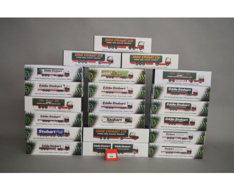 Twenty one boxed Eddie Stobart diecast truck models in 1:76 scale produced by Atlas Editions, including 'Matilda' Scania R440