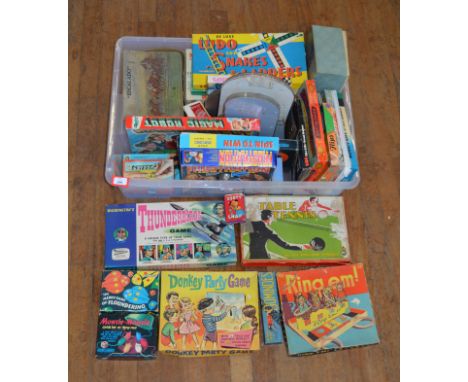 A good quantity of vintage games, including Magic Robot, Thunderbirds game, Donkey Party game, Spot the Plaice, various snap 