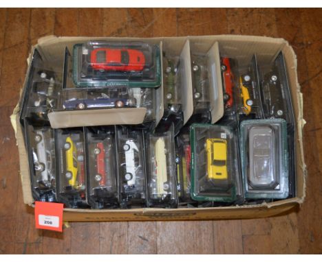 70 x 1:43 scale diecast model cars from a partwork, all bubble packed. E.