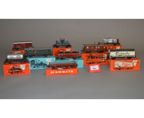 HO gauge. Nine items of Marklin rolling stock: 4625; 4003; 4570; 4636; 4622; 4605; 4607; 4524; 4604. G-VG, boxed. (9)