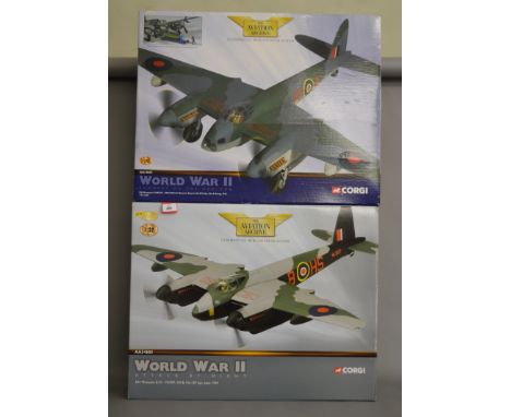 Two Corgi Aviation Archive 1:32 scale diecast model aircraft: AA34601 DH Mosquito B MKXVI; AA34603 DH Mosquito B IX - ML907. 