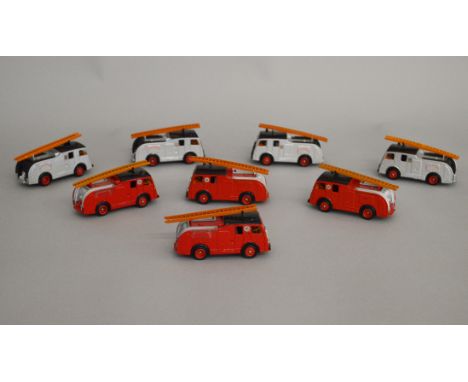 Eight unboxed Lledo resin bodied Pre-production prototype models of the DG60 1955 Dennis F8 Fire Engine in 'Oban' and 'Derbys