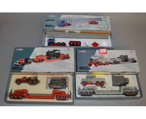 Three boxed Corgi diecast model trucks in 1:50 scale from their 'Heavy Haulage' series, 31007 Diamond T 'Annis', 17602 Scamme