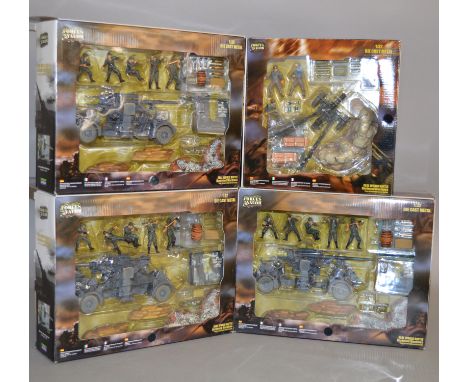 Four Unimax Forces of Valor 1:32 scale diecast models: three German 88mm Flak Gun; US M2A1 105mm Howitzer. Boxed and E. (4)