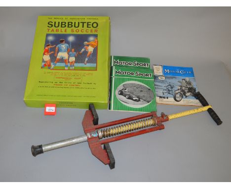 A mixed lot including a  vintage 'Kelo-Pogo Jetace' metal Pogo Stick, manufactured by the  Kelo (Keith Lowe) company of Dudle