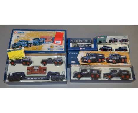 Four boxed Corgi 'Pickfords' diecast model trucks, 55201 Diamond T Ballast x 2 with bagged mirrors, 16601 Scammell Highwayman
