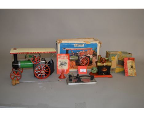 Live steam. Two Mamod items: TE1a Traction Engine; MM1 Stationary Steam Engine. F-G, boxed. (2)