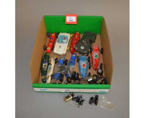 Good selection of Scalextric cars from 1960's including White C75 Mercedes and a Russian made Mirage Ford mixed conditions 10