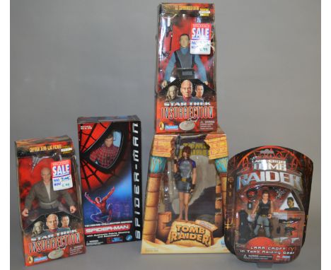 Five action figures: Playmates Star Trek Insurrection Captain Jean-Luc Picard; Playmates Star Trek Insurrection Lt. Commander