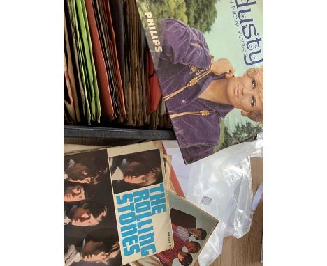 ***OBJECT LOCATION BISHTON HALL***One large 7 inch case and one bag of 60s / 70s pop and rock including The Rolling Stones / 