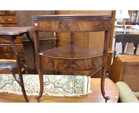 A George III mahogany corner wash stand, with a folding splash back, plus a Victorian balloon back chair, a Georgian tripod t