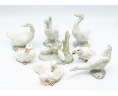 Eight Nao figures of geese