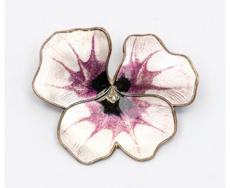 A David Andersen Norway silver and enamel pansy brooch, with purple and mauve enamel, size approx 40mm, roller clasp and pin,