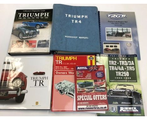 A collection of seven Triumph books and a workshop manual