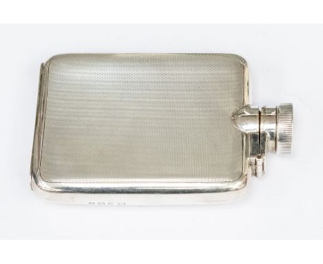 A George V silver engine turned hip flask Birmingham 1933, William Neale, size approx 7cm x 110.5cm, total gross weight appro