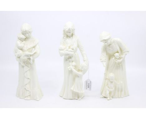 Three Royal Worcester figures of women and children, Once Upon a Time, New Arrival, First Steps (AF)