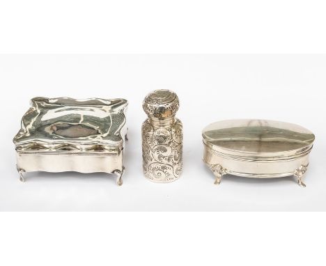 A Victorian silver mounted scent bottle and cover, the body engraved and chased with fern leaves, by J H Warden, London, circ