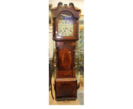 An eight day 19th Century longcase clock, D Bowen, Alfreton, painted dial, Roman numerals, with date hand in rose mahogany ca