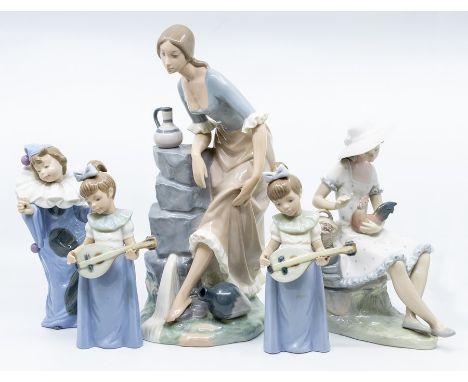Five Nao figures, two ladies and three young girls