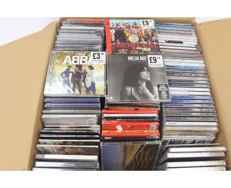 2 boxes of new sealed ex HMV stock, including CD's, albums in mint condition; U2, The Who, Beatles, Rolling Stones, GnR, John