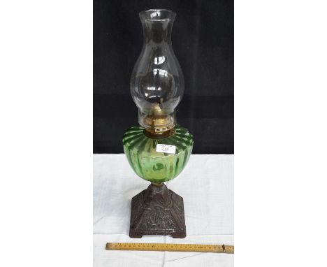 Paraffin lamp with green glass section