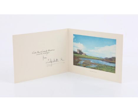 Queen Elizabeth, The Queen Mother. Christmas greetings card from 1967 signed by Queen Elizabeth, The Queen Mother 'From Eliza