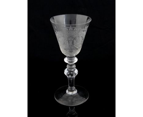 Dutch 18th century goblet the bowl engraved with the arms of William V of orange and his wife Frederika Sophie Wilhelmina of 