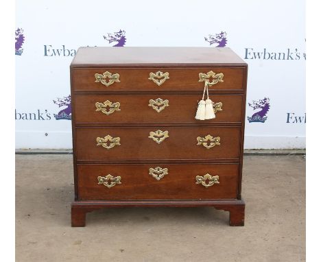 George III mahogany chest, of four long drawers on bracket feet, H76 W77 D43.5 cmCondition Report:  Top requires re-polishing