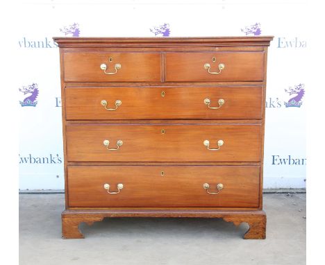 Early 19th century mahogany chest of drawers, with two short and three long graduated drawers on bracket feet, H110 W113 D59 