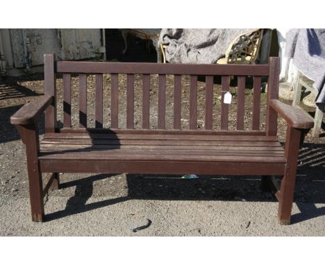 Stained teak garden bench, 162 cm wide