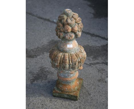 Terracotta fruiting finial with stone finish, 70 cm high