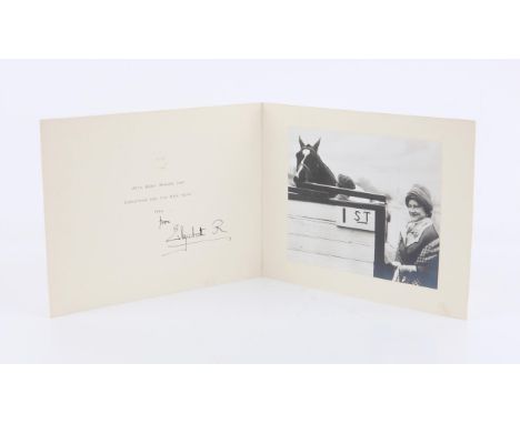 Queen Elizabeth, The Queen Mother. Christmas greetings card from 1964 signed by Queen Elizabeth, The Queen Mother, 'From Eliz