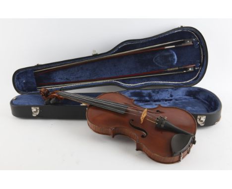 Late 19th / early 20th century Continental violin, possibly Klingental, the length of the two piece back is 35.5cm, together 