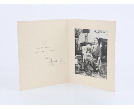 Queen Elizabeth, The Queen Mother. Christmas greetings card from 1963 signed by Queen Elizabeth, The Queen Mother, 'From Eliz