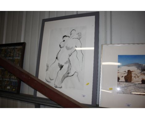 Mary Knowland, pencil signed print of a kneeling nude