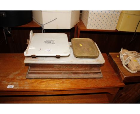 A set of vintage Avery shop scales 