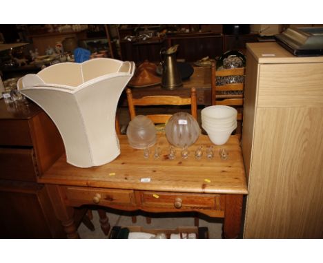 A quantity of various glass lamp shades etc.