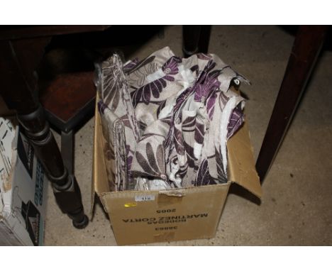 Two pairs of floral pattern curtains with tie backs