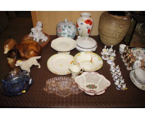 A Forest china bowl; a baluster vase decorated with poppies; an Oriental jar and cover; cake stand; tureen; Art Deco design p