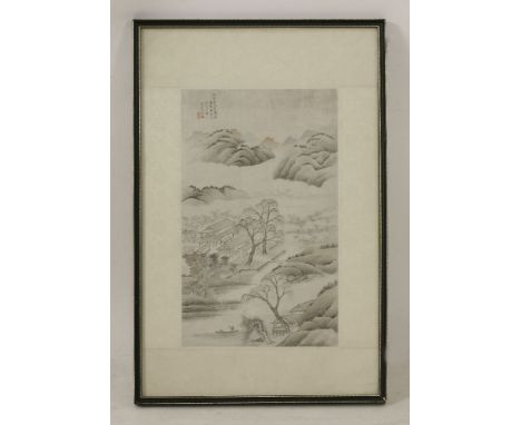 A Buddhist offering picture, of a monk, his shoes embroidered, patronised by Li Fuxiang, ink on silk, framed and glazed, 22 x