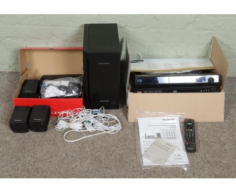 A Panasonic SC-BT200 home theatre system with speakers, along with a LG DVD player.  Untested.
